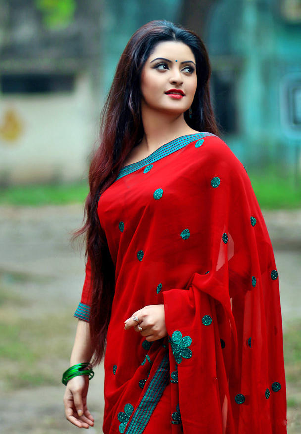 Bangladeshi actress Pori Moni in red saree