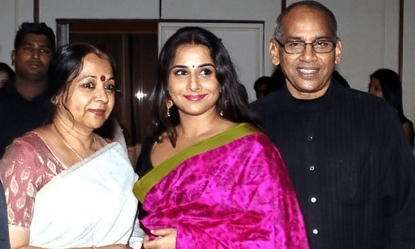 Vidya Balan with her mother Saraswathy Balan and her father P.R. Balan