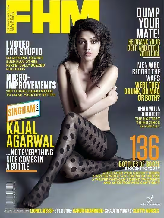 Kajal Agarwal poses topless on the cover of FHM India