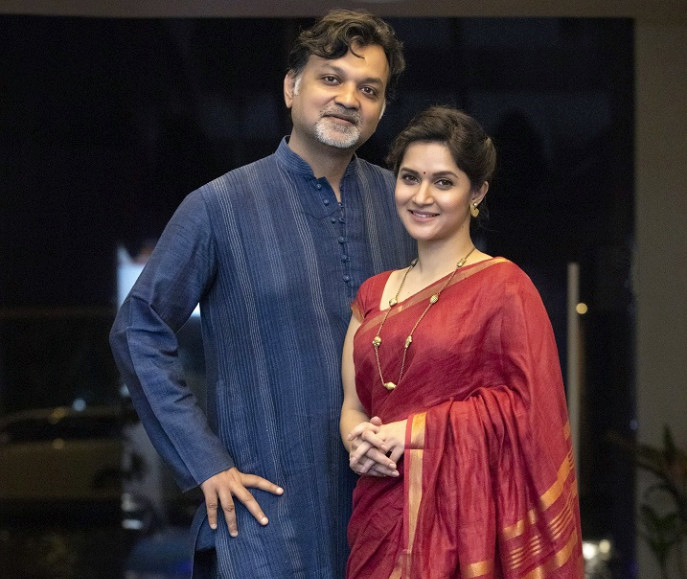 Rafiath Rashid Mithila with her husband Srijit Mukherji