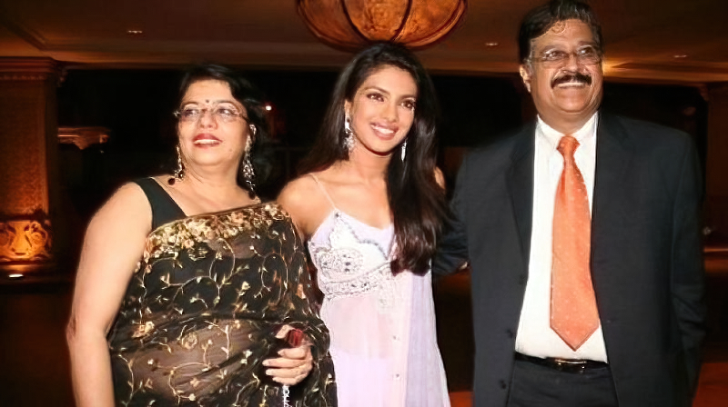 Priyanka Chopra with her mother Madhu Chopra and father Lt. Ashok Chopra